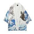 thumbnail image 2 of Chaquetas tipo cárdigan para hombre, informales, de manga larga, con estampado de ondas, ligeras, Yukata, prendas de vestir Pompotops oipoqjl21463, 2 of 3