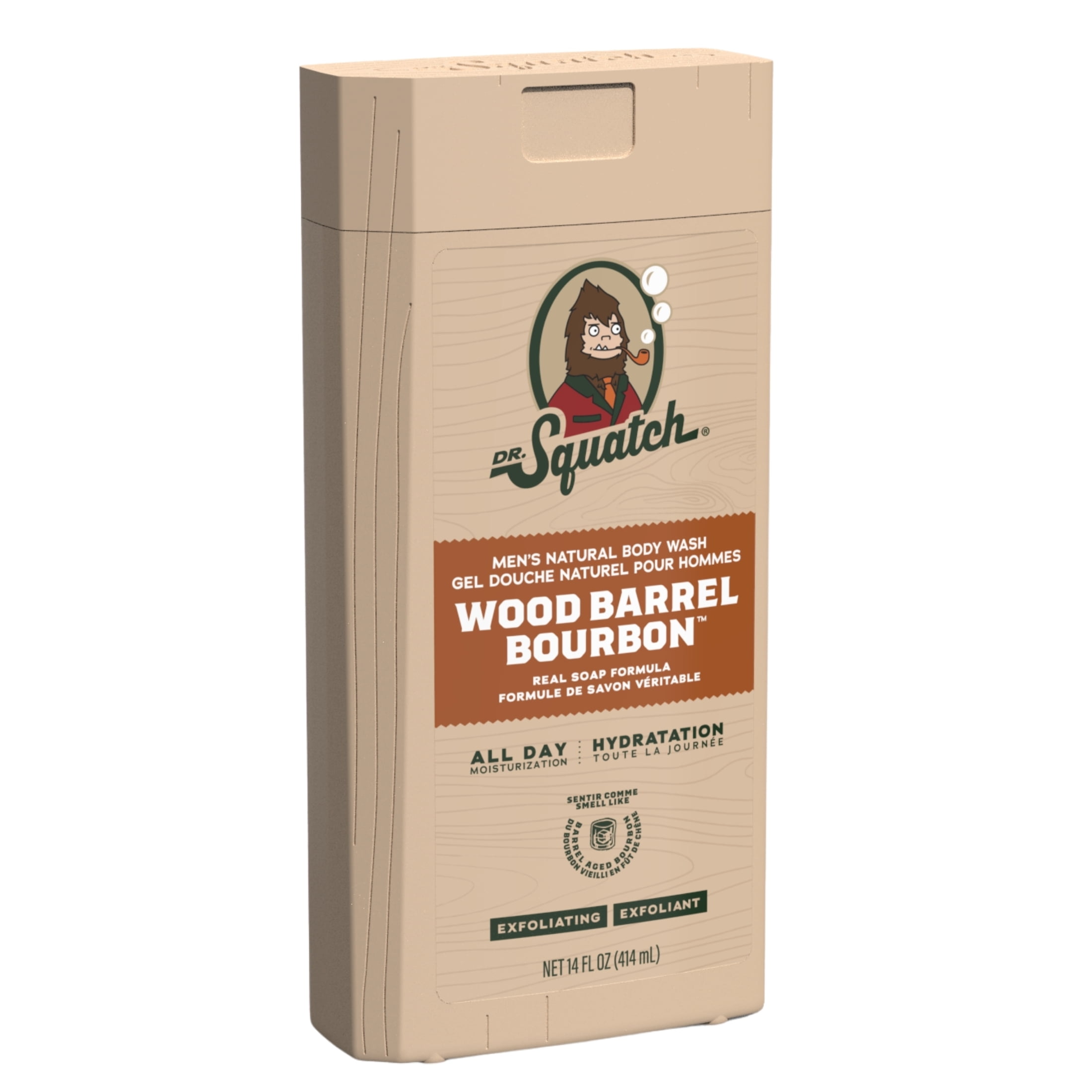 DR. SQUATCH Men's Natural Non-Exfoliating Body Wash - Wood Barrel Bourbon - 14 fl oz