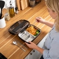 thumbnail image 4 of Sokhug Stainless Steel Divided Bento Box Airtight Meal Prep Container for Work, 9.45x7.28x2.76 Inches, Black, 4 of 6
