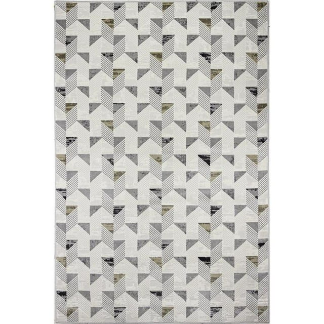 Bashian C190-IVGY-4X6-CA102 3 ft. 6 in. x 5 ft. 6 in. Carlyle Transitional Polypropylene & Polyester Power Loom Rectangle Area Rug, Ivory & Grey