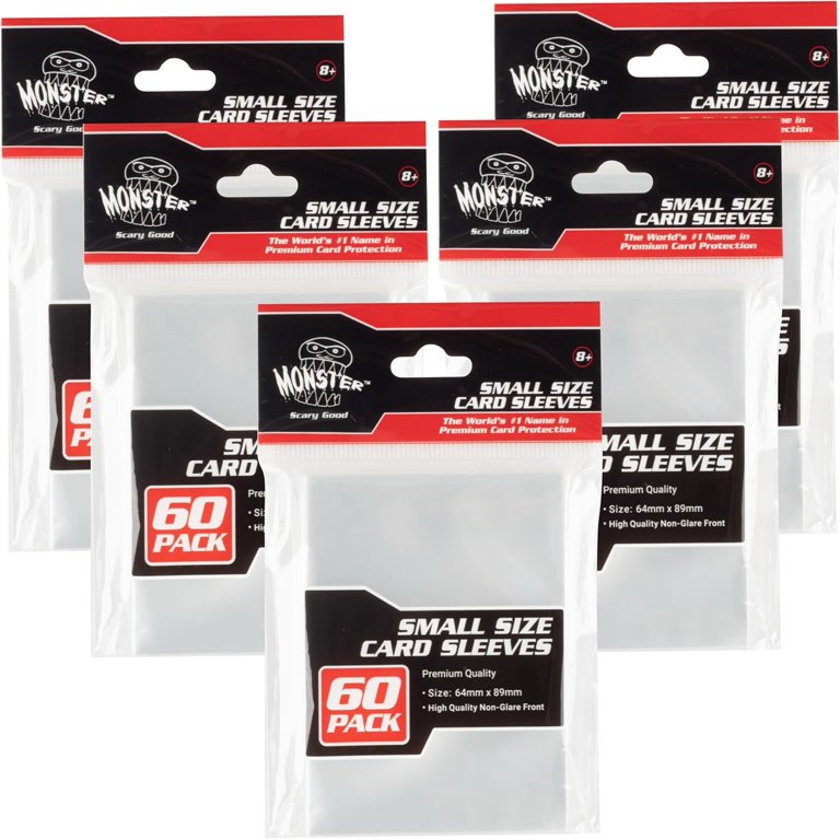 Monster Protectors Ultra Clear Card Sleeves 300 Pack for Small Size(64mm x 89mm) Trading Cards- 100 Micron Thickness for Premium Protection