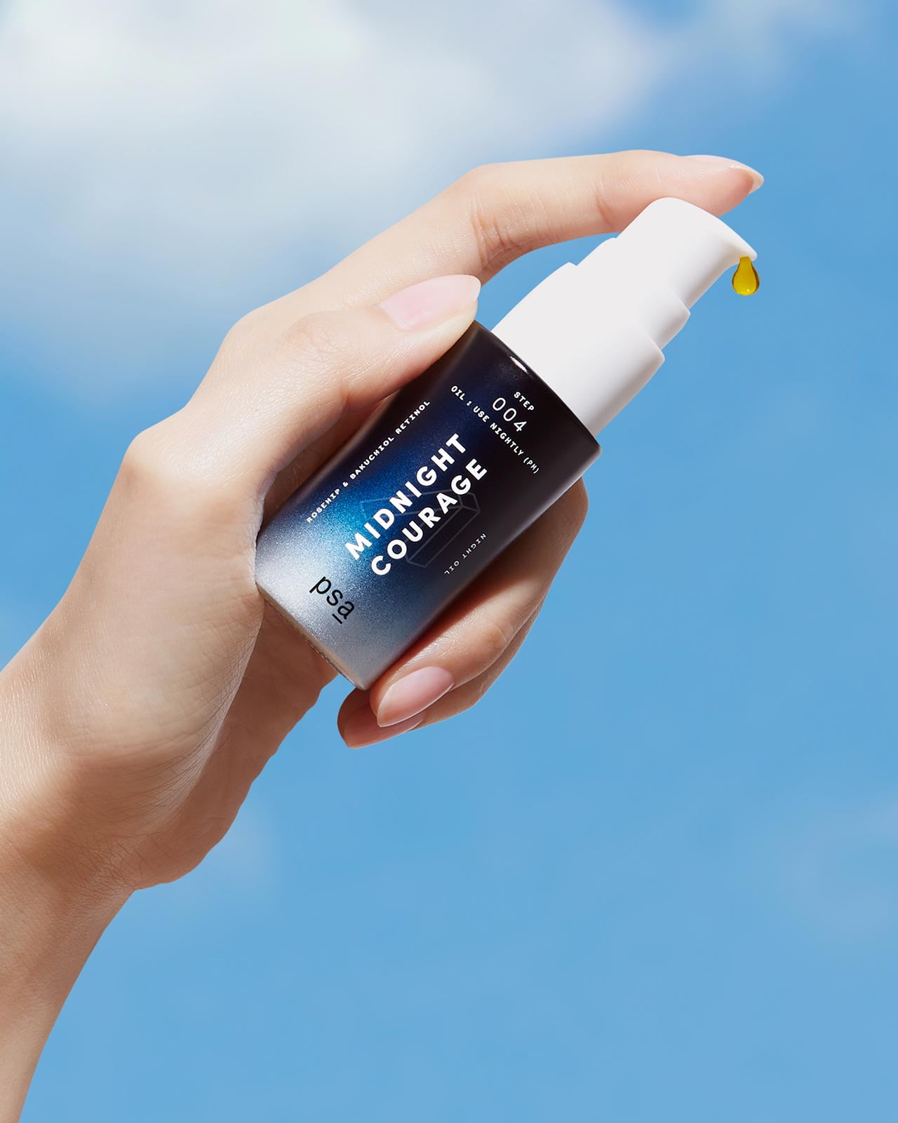 PSA MIDNIGHT COURAGE Rosehip & Bakuchiol Retinol Night Oil, For All Skin Types, 0.5 fl oz/15 ml, Vegan