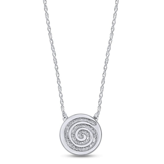 Minimalist Dainty Celtic Single Spiral Pendant Necklace In 14k White Gold Plated 925 Sterling Silver Along With 18" Rope Cain