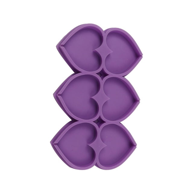 Bewildely Molde de silicona con forma de corazón para Fondant, repuesto portátil, molde Flexible de 6 rejillas para cocina, herramienta Herramientas y accesorios para hornear Púrpura
