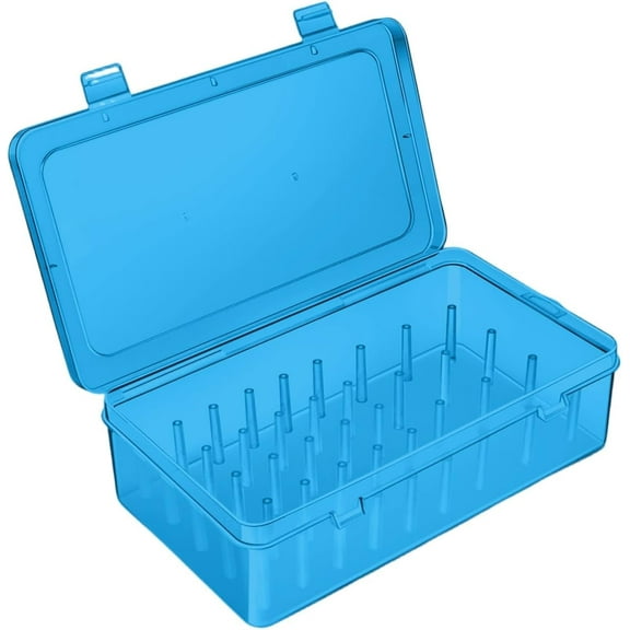 Piping Tips Storage Box with Fixed Pins, 42 Pegs Piping Tip Set Organizer Case, Cake Decorating Kit Storage Organizer, Uprighting Piping Tip Storages, Easy to Clean with Water (Blue)