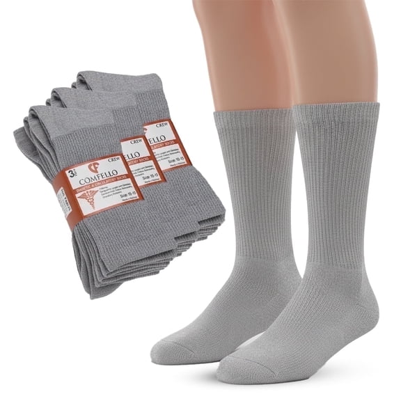 Comfello 6 Pairs Women's Diabetic Crew Socks, Non-Binding, Extra Wide
