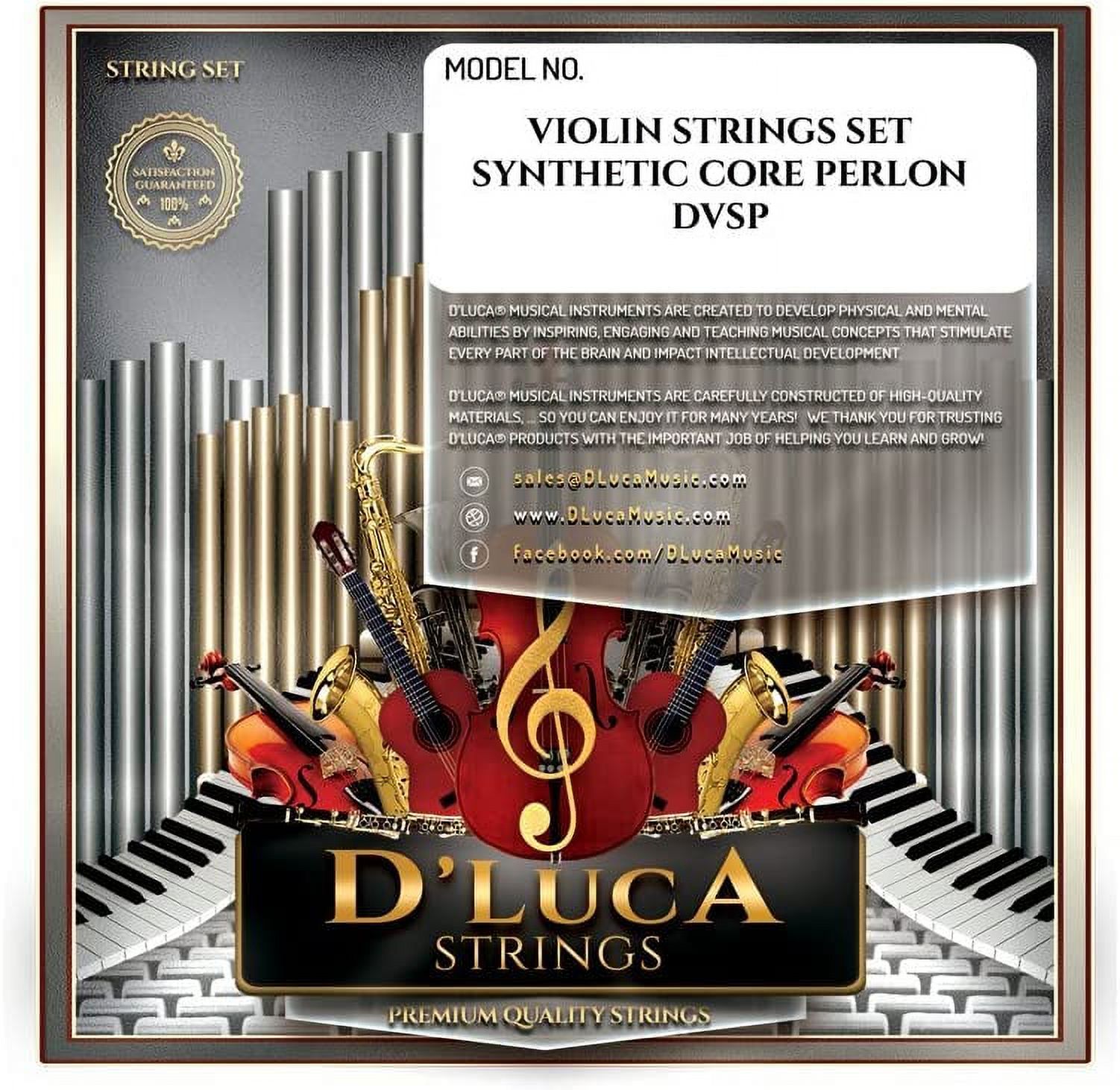 D'Luca Synthetic Core (Perlon Core) with Ball End Violin Strings Set 4/4