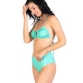 thumbnail image 3 of POSESHE Women's Regular & Plus Size Bikini, Green checkerboard Halter Bikini, 3 of 4