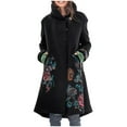 thumbnail image 2 of RYDCOT Long Wool Pea Coats for Women Warm Trench Coats for Women Winter Casual Fashion Retro Printed Woolen Coat Jacket Long Overcoat on Clearance, 2 of 5