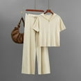 thumbnail image 2 of Wensltd 2 Piece Outfits For Women Casual Short Sleeve Hooded Blouse and Wide Leg Pants Sets, 2 of 3