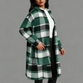 thumbnail image 6 of Coats for Women Spring Fall Classic Grid Coat Lapel Collar Open Front Belted Long Jacket, 6 of 7