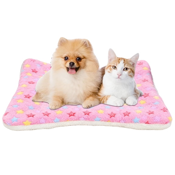 Cute Star Pattern Dog Crate Mat, 17.5x14 Inch Washable Reversible Cozy Pet Bed Mat for Large Dogs, Pink