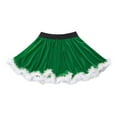 thumbnail image 4 of YiZYiF Kids Girls Christmas Santa Costume Velvet Fur Trim Belted Skirt Ruffled Xmas Party Dance Skirt Green 4, 4 of 5
