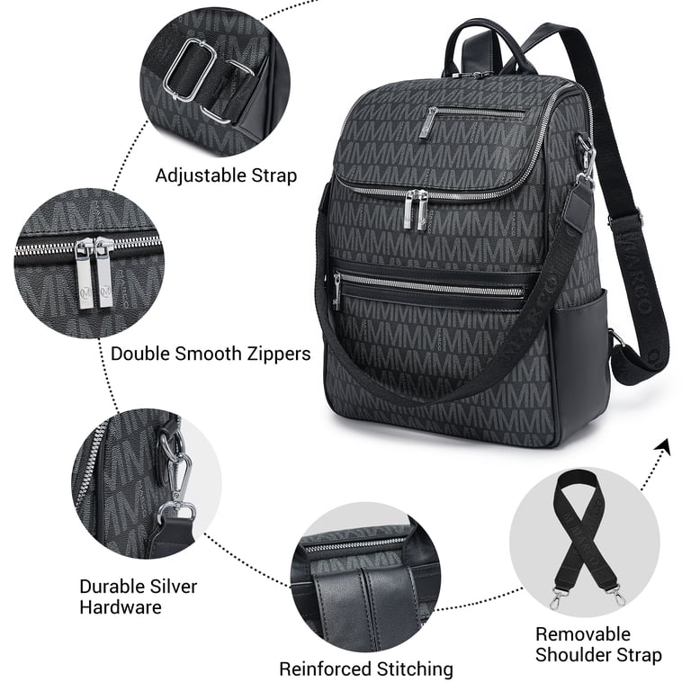 Vegan Leather Laptop Backpack for Women, 15.6 inch Convertible Travel Work Bag Vegan Leather Backpack Purse for Women 15.6 inch Laptop Bag  main image 2