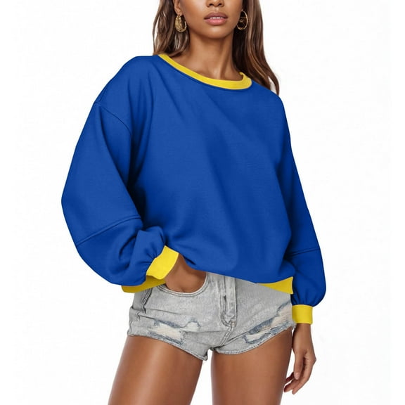 Chiccall Womens Casual Fall Tops Oversized Crew Neck Long Sleeve Sweatshirts for Women