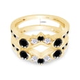 thumbnail image 3 of Round Shape Black & White Cubic Zirconia Solitaire Enhancer Guard 10k Yellow Gold Ring Size - 7, 3 of 7