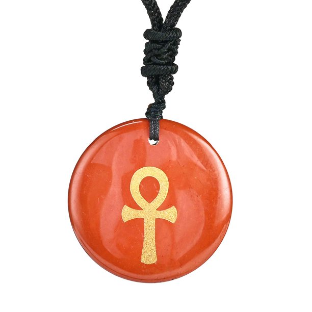 Collar redondo con colgante de cruz Ankh egipcia antigua, símbolo sagrado para cumpleaños Rojo