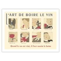 The Art of Drinking Wine (L'Art de Boire le Vin) - Vintage Food & Drink Poster by Charles E. Martin c.1920s - Fine Art Matte Paper Print (Unframed) 24x32in