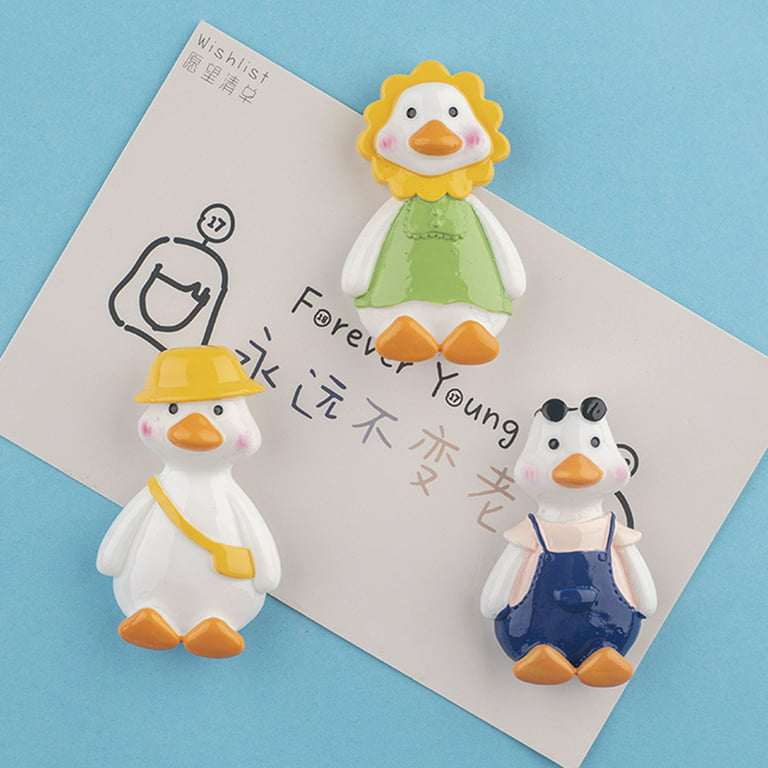 Cute White Duck Backing Yellow Duck Fridge Magnet Cartoon Lovely
