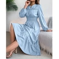 thumbnail image 4 of Cavosen Casual Dresses for Women Ruffle Crew Neck Empire Waist Evening Gowns Shirred Long Sleeve Elegant Dress, 4 of 8