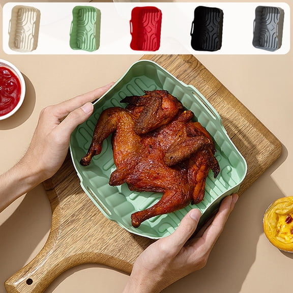 Heat-Resistant Silicone Baking Tray - Microwave, Oven & Air Fryer Compatible Pan, Non-Stick Baking Tool for Cookies, Muffins & Roasts, Durable Easy-Clean Kitchen Accessory, 7*5*3in, White