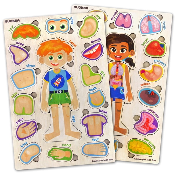 Puzzles QUOKKA Montessori para niños pequeños de 3 a 5 partes del cuerpo humano