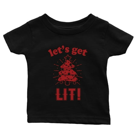 

Get Lit Christmas Tree Funny BLACK Baby Shirt X-mas Gift