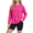 Hot Pink, variant on Women's Plus Size Long Sleeve Pajama Top, Loose-Fit Solid-Color Lounge Shirt with Crew Neck S-3X, Dark Grey, XXL