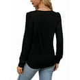 thumbnail image 3 of Women'S Puff Long Sleeve Tunic Tops Pleated Crew Neck Blouses Dressy Casual Loose Fit Winter and Spring Shirts Black S, 3 of 4