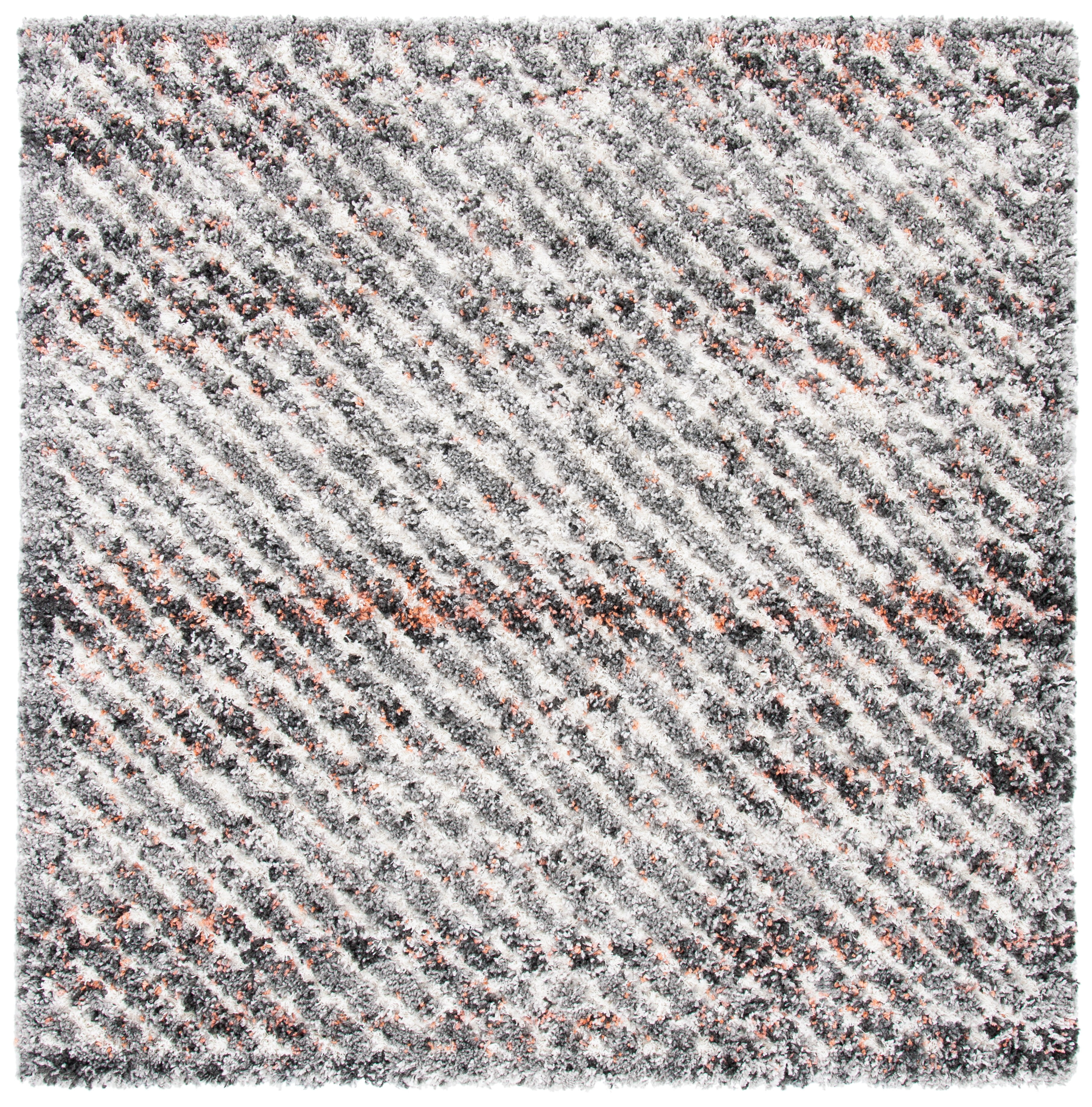 SAFAVIEH Canyon Casey Distressed Shag Area Rug, Gray/Ivory, 6'7" x 6'7" Square