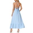thumbnail image 3 of INSPIRE CHIC Women's Smocked Halter Neck Backless Sleeveless Summer Maxi Dress XS Light Blue, 3 of 5