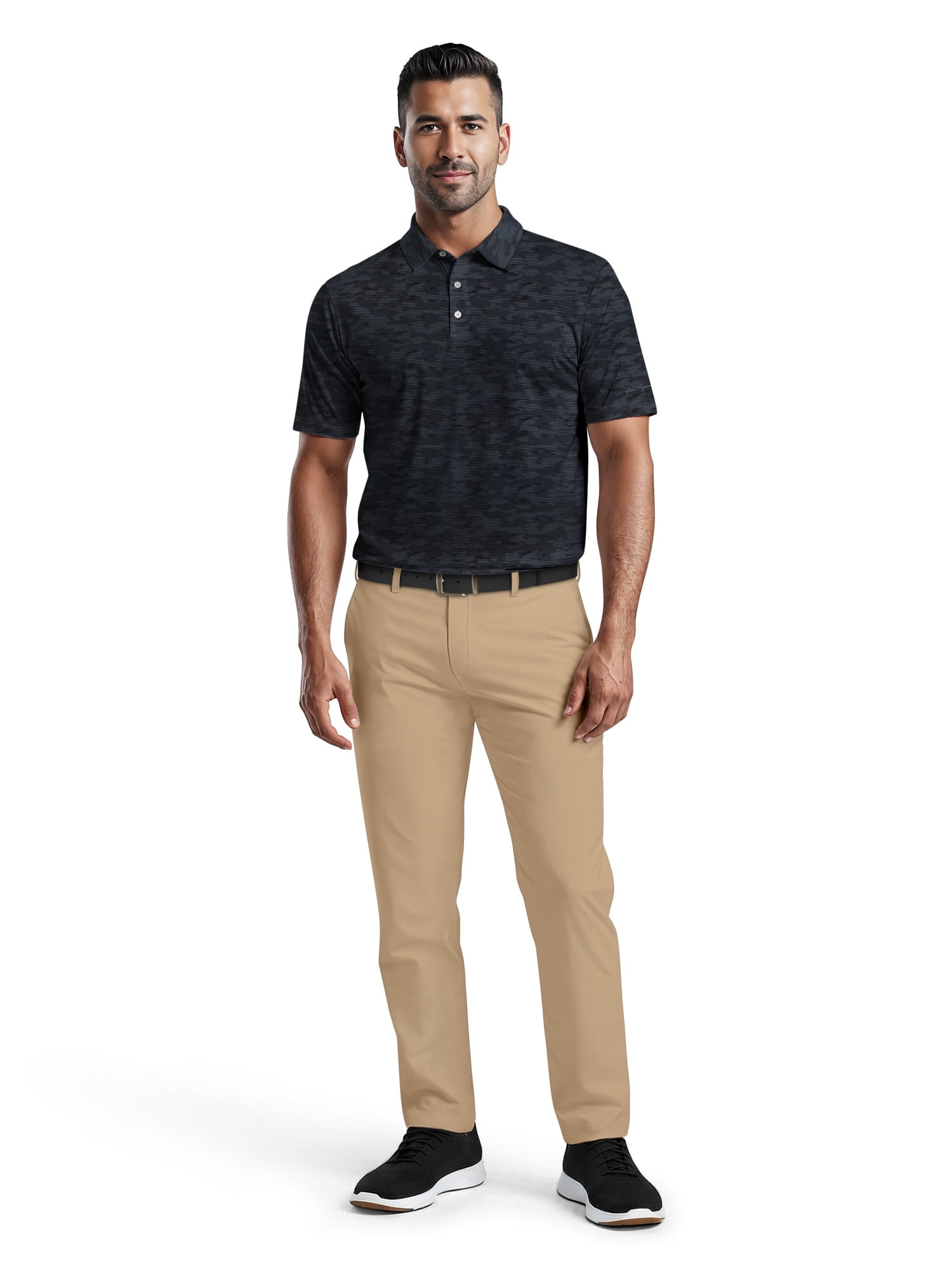 Ben Hogan Men's and Big Men’s Linear Camo Print Short Sleeve Golf Polo Shirt, up to Size 5XL