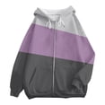 thumbnail image 5 of BODOAO Women's Full Zip Up Hoodie Fall Jacket Oversized Sweatshirt Zipper Long Sleeve Tops Color Block Long Sleeve Hooded Sweatshirts with Pockets Jacket Coat for Women Purple 2XL, 5 of 5