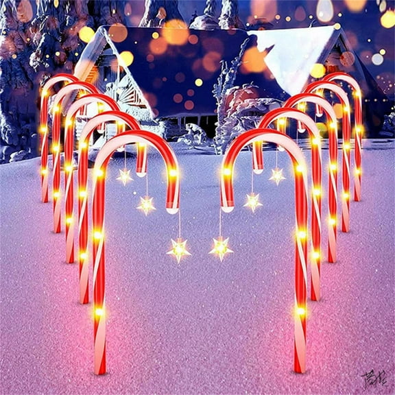 10pcs Outdoor Christmas Lights, 15in CXALSSY C9 LED Solar Christmas Lights near Me, Solar Outdoor Christmas Lights for House, IP65 Waterproof Candy Cane XMAS Decorations