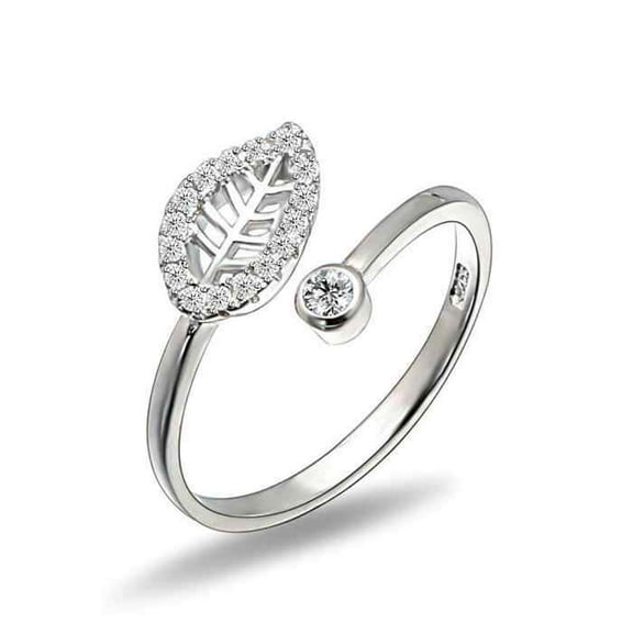 Leaf Open By Pass Engagement Rings For Women Gift 1.5 Ct Diamond 14K White Gold Over