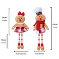 thumbnail image 5 of Dserhfy Christmas Doll Large Size Plush Gingerbread Man Boy Girl Figures with Chef Hat Bowknot Ornament Window Holiday Xmas Decoration, 5 of 7