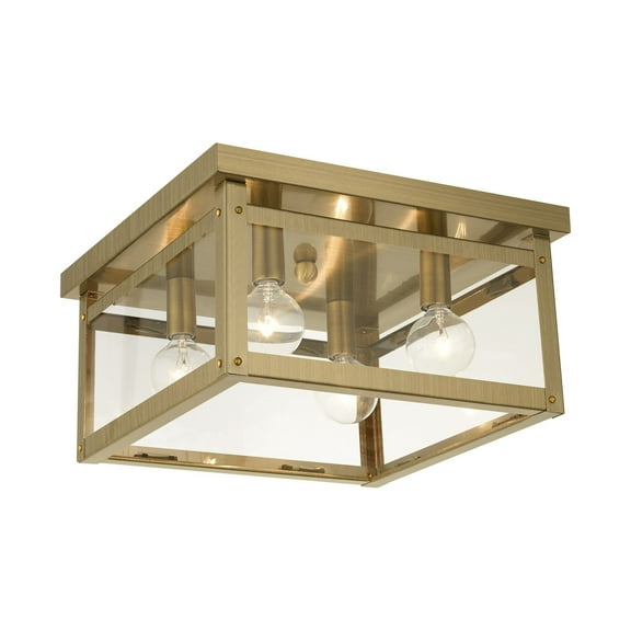 Livex Lighting - Milford - 4 Light Square Flush Mount In Shabby Chic Style-6
