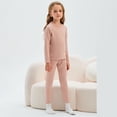 thumbnail image 2 of FYDUU Boys Pajamas 2-Piece Kids Thermal Underwear Set Long Sleeve Shirts Pants Comfortable Wicking Sleepwear Loungewear For Boys Girls,Pink,5-6 Years, 2 of 4