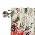 thumbnail image 5 of Christmas Floral Kitchen Curtains and Valances Set, Red White Flowers Green Leaf Vintage Letter Rod Pocket Window Valance Window Curtain Panels for Living Room Bedroom Laundry, 27.5x24in, 3 Pieces, 5 of 7