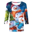 thumbnail image 4 of Giftesty Christmas Shirts for Women Fashion Women's Casual Christmas Print Round Neck 3/4 Sleeve T-Shirt Top Blouse, 4 of 5