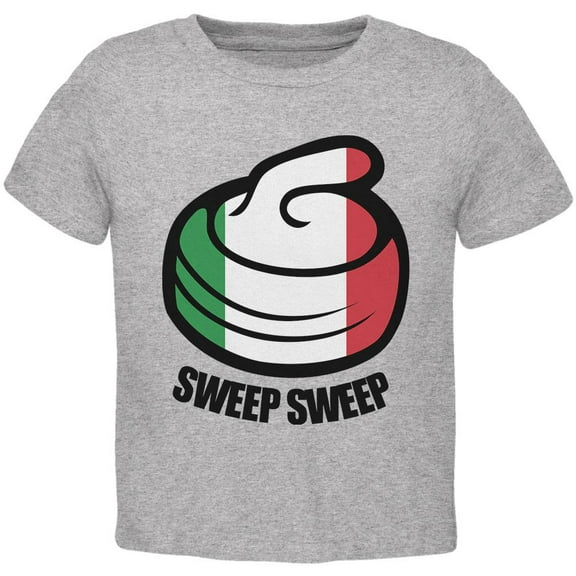 Winter Sports Flag Curling Sweep Sweep Italy Toddler T Shirt Heather 2T