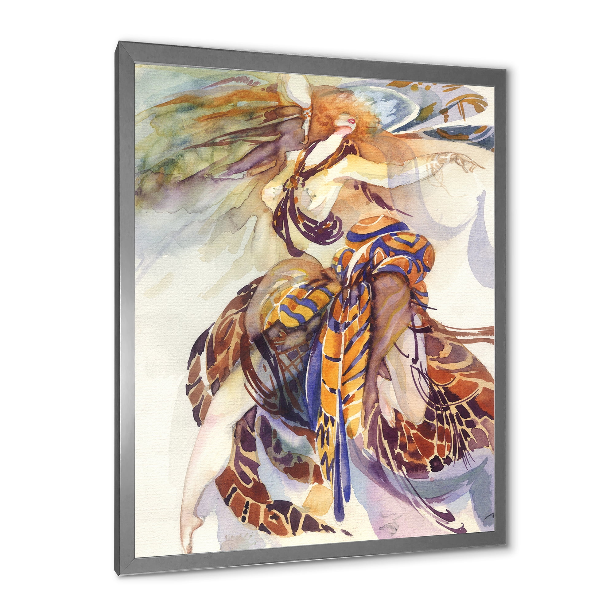 Designart 'Allegory of Paradise Bird Woman Portrait' Traditional Framed Art Print