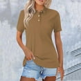 thumbnail image 2 of Holzkary Polo Shirts for Women Short Sleeve Summer Tops Casual Button Down Collared T Shirts Loose Fit Blouses Polos Golf Shirts Collared Shirt Quick Dry Tennis Work Athletic Tops Coffee M, 2 of 7
