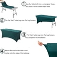 thumbnail image 4 of GFDYREE 2 Pack 6ft Stretch Spandex Hunter Green Table Cover for Standard Folding Tables - Universal Rectangular Fitted Tablecloth Protector for Wedding, Banquet and Party, 4 of 7