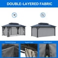 thumbnail image 2 of Dextrus 10x13FT Double Roof Hardtop Gazebo with Nettings&Shaded Curtains,Outdoor Polycarbonate Gazebo for Patio, Backyard, Deck, and Lawns - Gray, 2 of 5