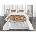 thumbnail image 3 of Ambesonne Tiger Quilted Bedspread Set 3 Pcs, Calm Stare Watercolor Art, Queen Size, Orange Black, 3 of 5