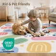 thumbnail image 4 of ODIKA 2'x3' Pastel Multicolor Abstract Geometric Washable Throw Rug Modern Playful Rounded Rectangle Shapes With Dots Circles And Non-Slip, Low Profile, Flatwoven, Easy Care for Hallway, Study Room, 4 of 7