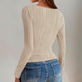thumbnail image 4 of JDQJBZ Hauts d'Été pour Femmes, Hauts à Manches Longues pour Femmes, Chemises Décontractées pour Femmes, Hauts à Col Rond Texturés Extensibles Ajustés en Tricot pour Usage Quotidien au Printemps, 4 of 5