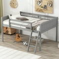 thumbnail image 2 of Euroco Wood Full Size Loft Bed, Low Profile Bed with Ladder, Gray, 2 of 11