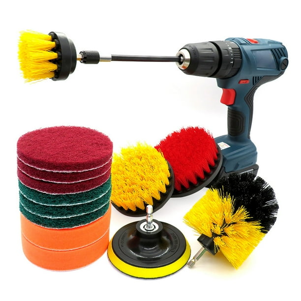 FlyFlise 14 PCS Drill Brush Attachments Set Includes Scrub Pads Sponges